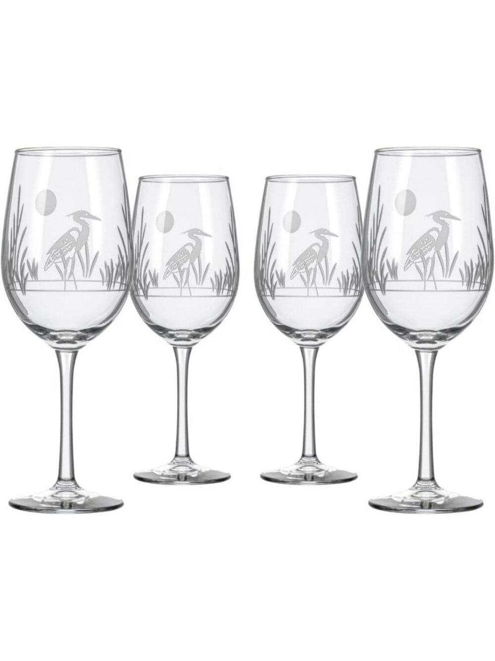 Elegant 12oz Stemmed White Wine Glasses - Lead-Free, Diamond Etched, Set of 4